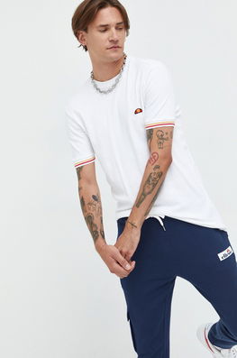 Ellesse tricou din bumbac culoarea alb, cu imprimeu Barbati