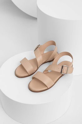 Answear Lab sandale de piele femei, culoarea bej Dama