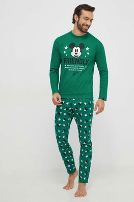 United Colors of Benetton pijamale de bumbac x Disney culoarea verde, modelator Barbati
