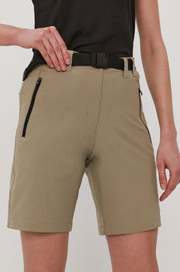 CMP Pantaloni scurți femei, culoarea bej, material neted, high waist verde Dama