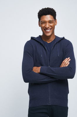 Medicine cardigan din bumbac barbati, culoarea albastru marin bleumarin