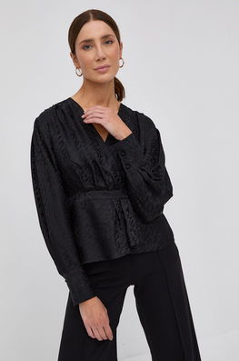 The Kooples Bluză de mătase femei, culoarea negru, modelator Dama