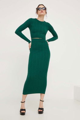 Answear Lab set - pulover și fustă culoarea verde Dama