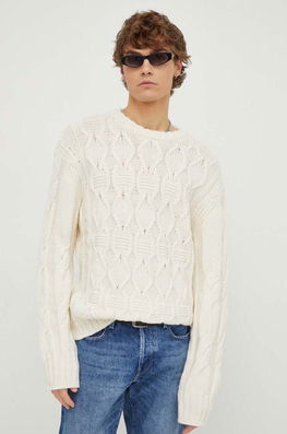 The Kooples pulover de lana barbati, culoarea bej, călduros