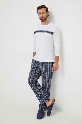 BOSS pijama barbati, culoarea albastru marin, modelator bleumarin
