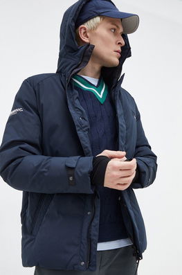 Superdry geaca barbati, culoarea albastru marin, de iarna bleumarin