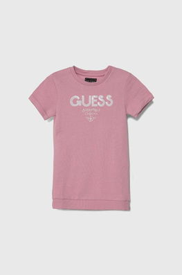 Guess rochie din bumbac pentru copii culoarea roz, mini, drept Dama