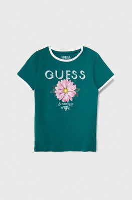 Guess tricou copii culoarea verde , Mânecă scurtă Dama