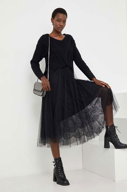 Answear Lab rochie si pulover culoarea negru Dama