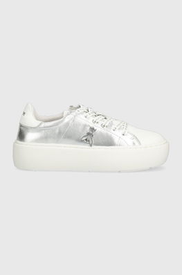 Patrizia Pepe teniși din piele copii culoarea argintiu , Sneakers Dama