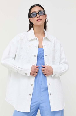 Miss Sixty camasa jeans femei, culoarea alb, cu guler clasic, relaxed Dama