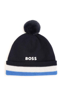 BOSS caciula copii culoarea albastru marin, din tesatura neteda , Căciuli bleumarin Barbati