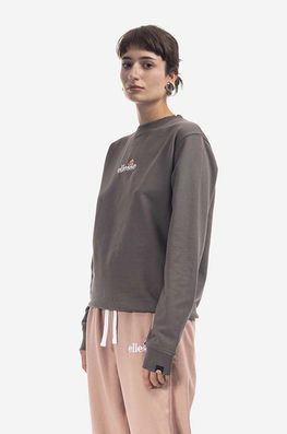 Ellesse hanorac de bumbac Sappan Sweatshirt femei, culoarea gri, cu imprimeu SGM13149-BROWN Dama