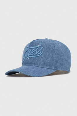 Guess șapcă de baseball din denim cu imprimeu albastru Dama
