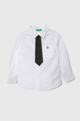 United Colors of Benetton camasa de bumbac pentru copii culoarea alb Barbati