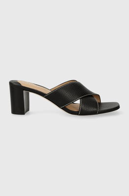 Lauren Ralph Lauren slapi de piele Freddi femei, culoarea negru, cu toc drept, 802925266001 Dama