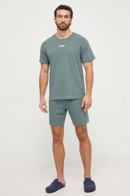 HUGO tricou lounge culoarea verde, cu imprimeu Barbati