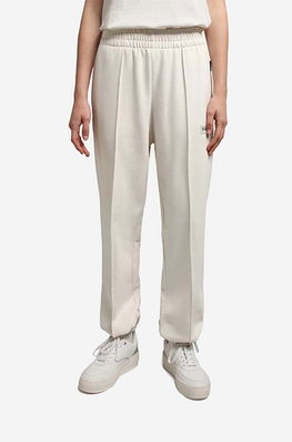 Napapijri pantaloni de trening din bumbac culoarea bej, neted NA4G93.N1A-N1A Dama