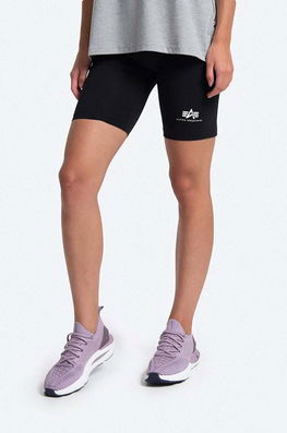 Alpha Industries pantaloni scurți femei, culoarea negru, neted, high waist 116052.03-black Dama