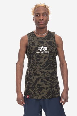 Alpha Industries tricou din bumbac Alpha Industries Basic Tank Camo 126566C 634 culoarea verde 126566C.634-green Barbati
