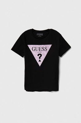 Guess tricou copii culoarea negru , Mânecă scurtă Dama