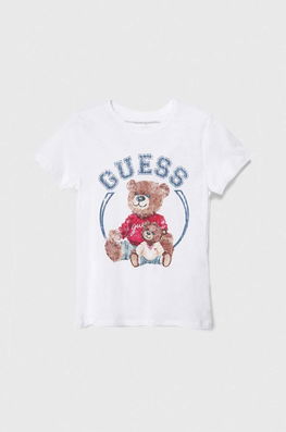 Guess tricou copii culoarea alb , Mânecă scurtă Dama