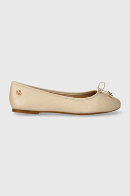 Lauren Ralph Lauren balerini de piele Jayna culoarea bej, 802940728001 Dama