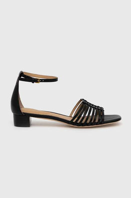 Lauren Ralph Lauren sandale de piele Fionna femei, culoarea negru, 802920410001 Dama