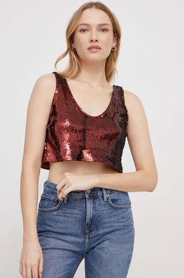United Colors of Benetton top femei, culoarea bordo burgundia Dama