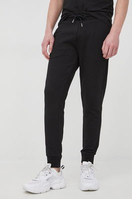 BOSS pantaloni de bumbac barbati, culoarea negru, neted
