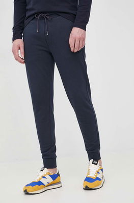 BOSS pantaloni de bumbac barbati, culoarea albastru marin, neted bleumarin