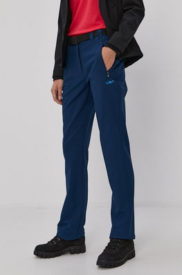 CMP pantaloni femei, culoarea albastru marin, drept, high waist bleumarin Dama