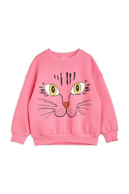 Mini Rodini hanorac de bumbac pentru copii culoarea roz, cu imprimeu , Fără fermoar Dama