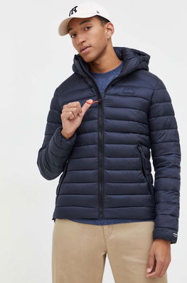 Superdry geaca barbati, culoarea albastru marin, de iarna bleumarin