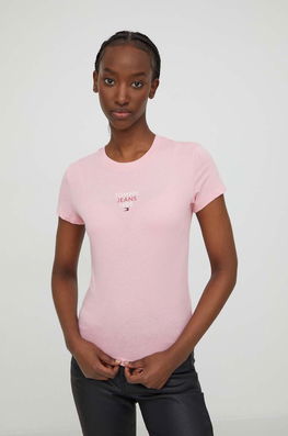 Tommy Jeans tricou femei, culoarea roz Dama