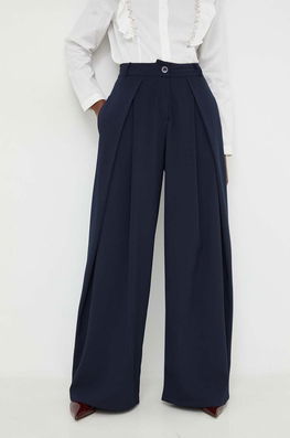 Answear Lab pantaloni femei, culoarea albastru marin, lat, high waist bleumarin Dama