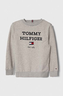 Tommy Hilfiger bluza copii culoarea gri, cu imprimeu , Hanorace Barbati