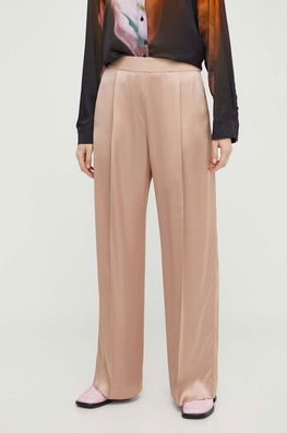 Stine Goya pantaloni femei, culoarea bej, lat, high waist Dama