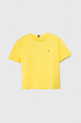 Tommy Hilfiger tricou de bumbac pentru copii culoarea galben, neted , Mânecă scurtă Barbati