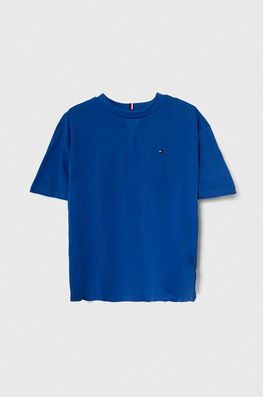 Tommy Hilfiger tricou de bumbac pentru copii neted , Mânecă scurtă albastru Barbati