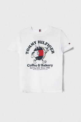 Tommy Hilfiger tricou de bumbac pentru copii culoarea alb, cu imprimeu , Mânecă scurtă Barbati