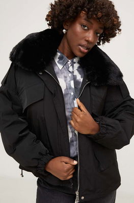 Answear Lab geaca femei, culoarea negru, de iarna, oversize Dama