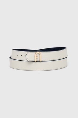 Furla curea de piele cu doua fete Flow femei, culoarea bej Dama