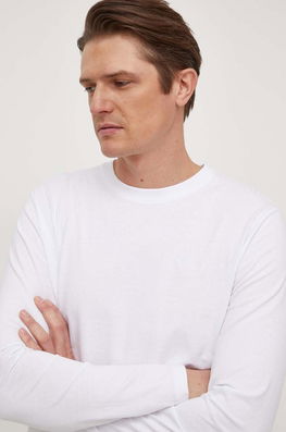 Pepe Jeans longsleeve din bumbac culoarea alb, neted Barbati