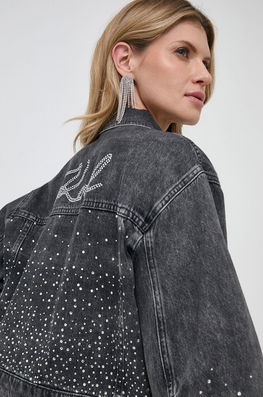 Karl Lagerfeld geaca jeans femei, culoarea gri, de tranzitie Dama