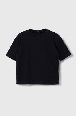 Tommy Hilfiger tricou de bumbac pentru copii culoarea negru, neted , Mânecă scurtă bleumarin Barbati