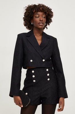 Answear Lab sacou culoarea negru, cu doua randuri de nasturi, neted Dama