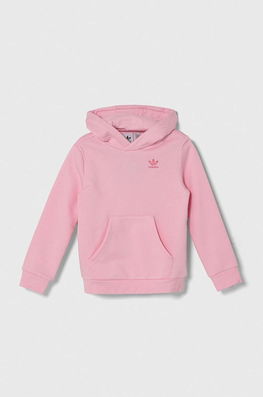 adidas Originals bluza copii culoarea roz, cu glugă, cu imprimeu , Fără fermoar Dama
