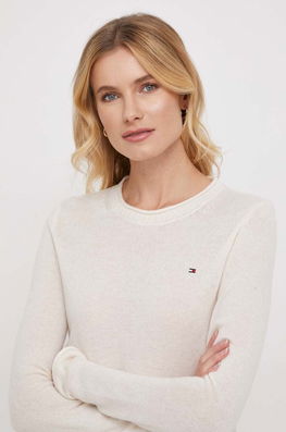 Tommy Hilfiger pulover de lana femei, culoarea bej, light Dama