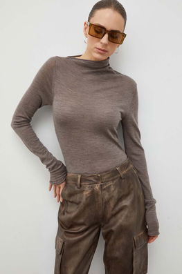 Lovechild pulover de lana femei, culoarea gri, light, cu turtleneck Dama